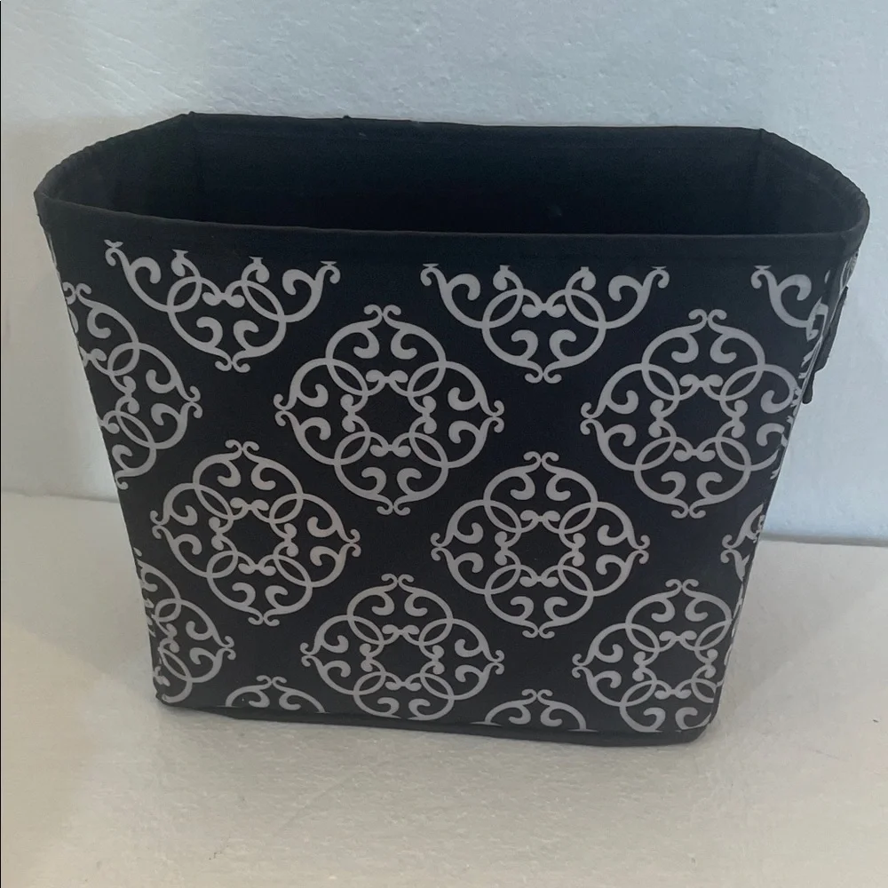 Damask Decorative Basket tote utility bin handles packing cube black white